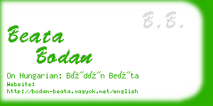 beata bodan business card